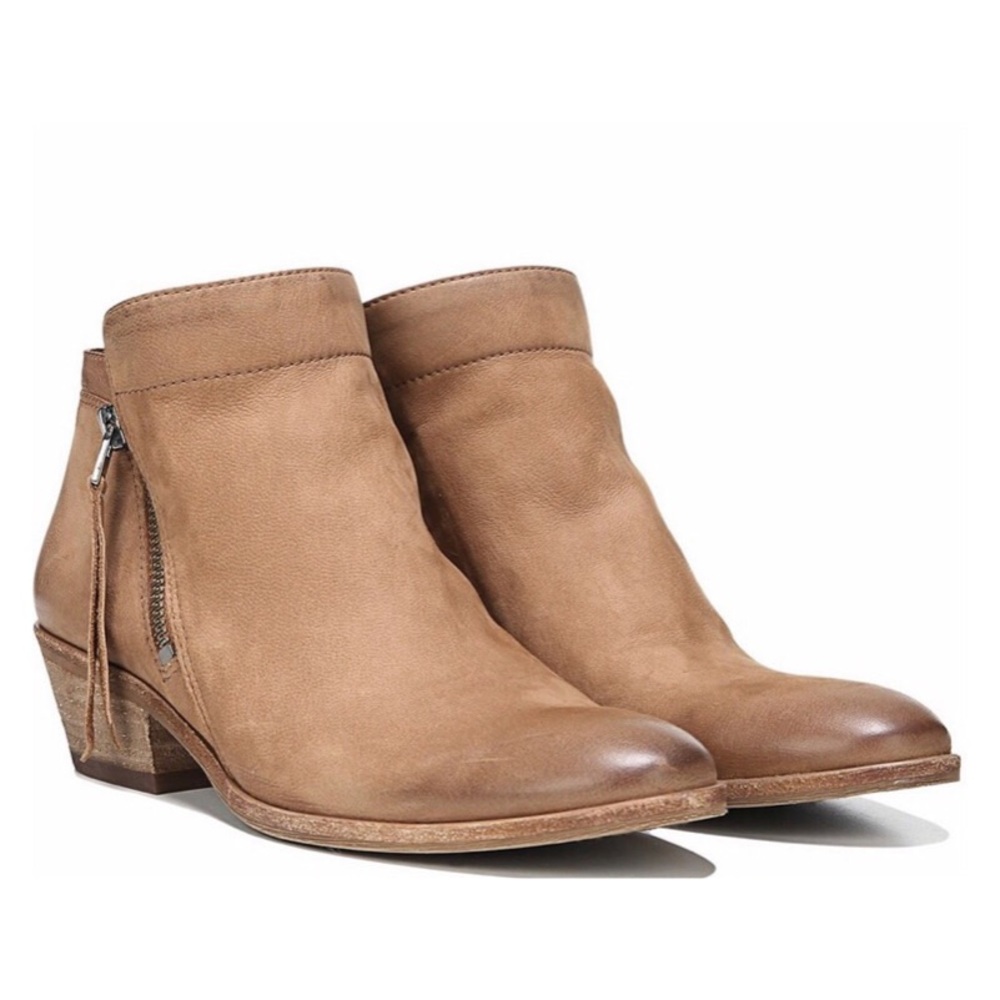 SAM EDELMAN PACKER LEATHER BLOCK HEELS  BOOTIES